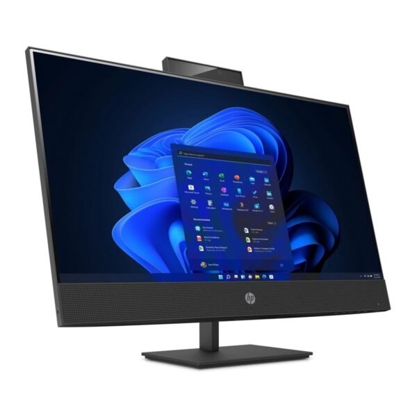 Imagen lateral del ordenador All-In-One HP ProOne 440 G6 reacondicionado y renovado, mostrando su diseño compacto y elegante, ideal para entornos profesionales que requieren eficiencia y fiabilidad. Revisado para un rendimiento estable. Disponible en JANSit.es.