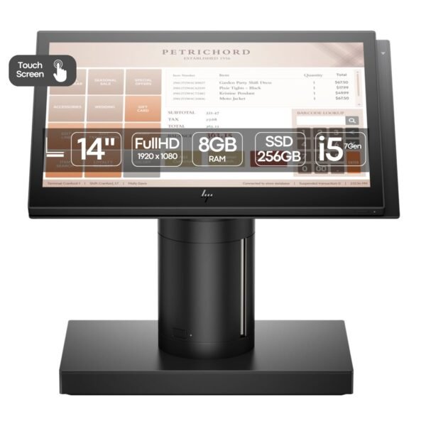 Imagen del TPV reacondicionado HP Engage One 145 con procesador i5, ideal para comercios y negocios que requieren rapidez y fiabilidad en ventas y gestión de caja. Equipo usado, revisado y renovado para ofrecer un funcionamiento estable, disponible en JANSit.es con garantía profesional.