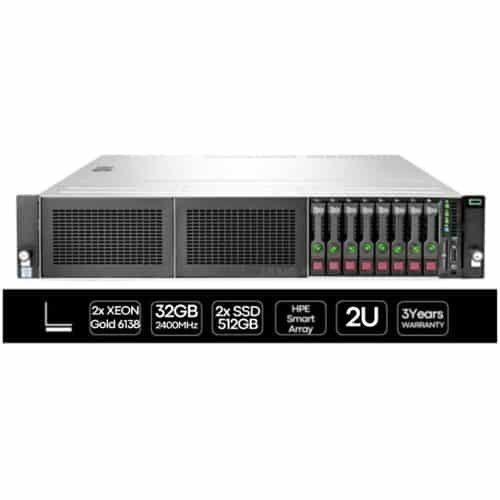 Servidor en rack JANSit HP ProLiant DL380 Gen10 ECO 2U reacondicionado: equipado con dos unidades SSD para almacenamiento de alta velocidad, chasis ampliable y gestión avanzada iLO 5. Solución empresarial eficiente, de grado A con garantía JANSit.