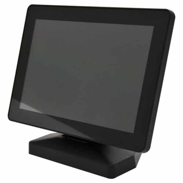 Imagen lateral del monitor Mimo Vue Touch reacondicionado y usado, mostrando su diseño compacto y profesional, ideal para entornos interactivos como puntos de venta, kioscos o estaciones de trabajo. Este monitor táctil ha sido revisado y testado para garantizar fiabilidad, sensibilidad táctil precisa y rendimiento estable en aplicaciones profesionales. Disponible en JANSit.es.