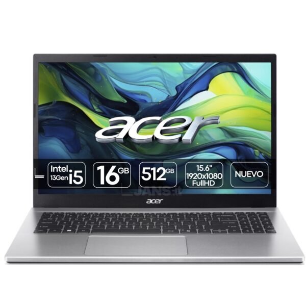 Imagen principal del portátil Acer Aspire AG15-42 equipado con procesador Intel Core i5-13420H, ideal para productividad, estudios y tareas multimedia. Un equipo revisado y disponible como oportunidad, ofreciendo rendimiento fiable para uso diario, disponible en JANSit.es.
