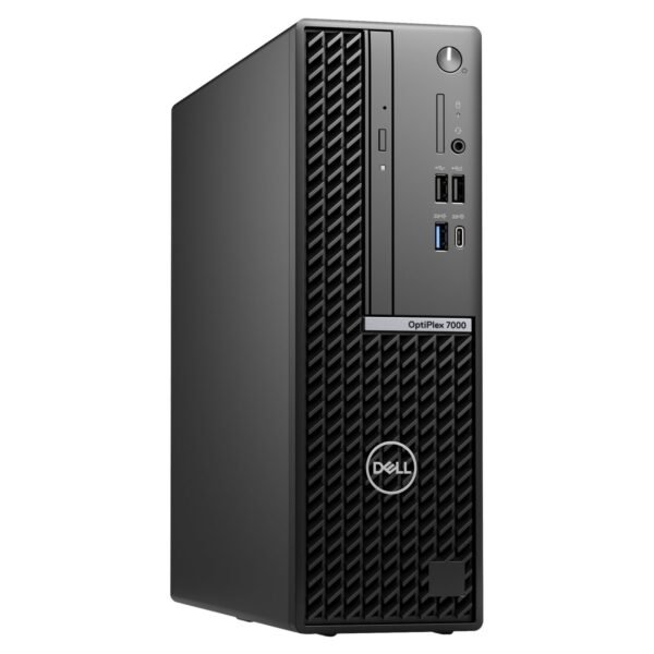 Imagen del ordenador Dell OptiPlex 7000 en formato SFF (Small Form Factor), un equipo compacto y eficiente, ideal para oficinas y entornos empresariales que requieren rendimiento y fiabilidad. Ordenador reacondicionado, revisado y preparado para ofrecer funcionamiento óptimo, disponible en JANSit.es.