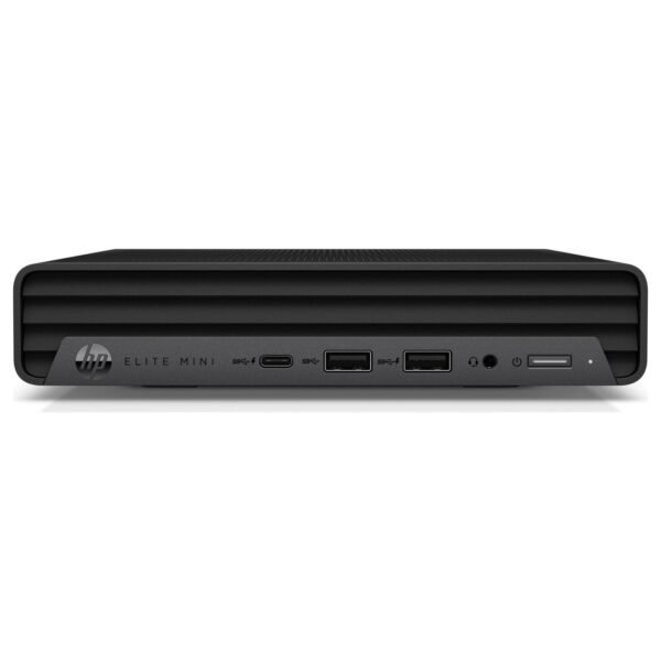 Imagen principal del mini ordenador HP Elite Mini 800 G9 reacondicionado, equipado con procesador Intel Core i5 de 13ª generación. Un equipo compacto y potente, ideal para entornos profesionales que requieren alto rendimiento en espacios reducidos. Producto usado, revisado y renovado para garantizar funcionamiento fiable y eficiencia en el trabajo diario, disponible en JANSit.es.