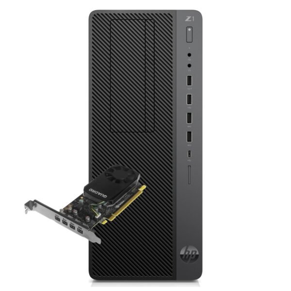 Ordenador reacondicionado HP Z1 G5 Tower con Intel Core i7 y NVIDIA P620 2GB – Usado y renovado | Imagen principal | JANSit Imagen principal del ordenador HP Z1 G5 Tower reacondicionado, equipado con procesador Intel Core i7 y tarjeta gráfica NVIDIA P620 de 2 GB, ideal para diseño gráfico, edición de vídeo y tareas profesionales que requieren alto rendimiento. Producto usado, revisado y renovado para ofrecer fiabilidad y rendimiento estable en entornos profesionales, disponible en JANSit.es.