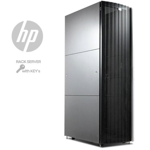 Rack para servidores reacondicionado HP 10642 G2 42U de 19" – Armario completo con cerradura | Imagen principal | JANSit Imagen principal del rack HP 10642 G2 de 42U reacondicionado, armario completo con paneles laterales, puertas y sistema de cerradura para mayor seguridad. Diseñado para alojar servidores y equipos de red de manera organizada y segura, con fácil acceso y ventilación optimizada. Producto usado, revisado y renovado, disponible en JANSit.es.