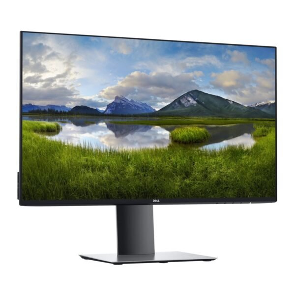 Vista lateral izquierda del monitor Dell UltraSharp U2419H reacondicionado, mostrando su diseño delgado y elegante, así como el soporte ajustable. Ideal para entornos profesionales que requieren confort visual y productividad. Producto usado, revisado y renovado para garantizar rendimiento fiable y excelente calidad de imagen, disponible en JANSit.es.