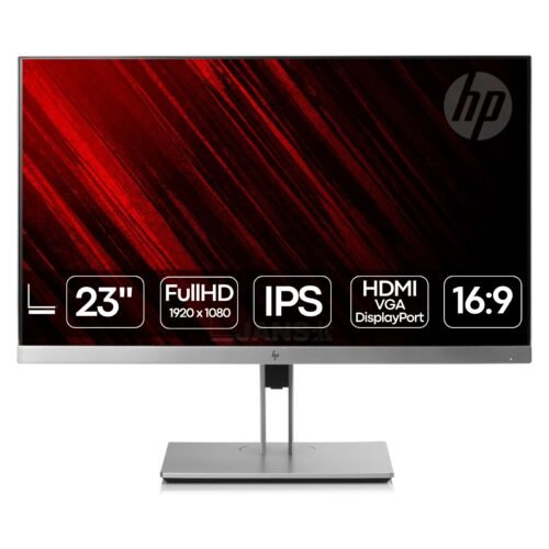 Imagen del monitor HP EliteDisplay E233 reacondicionado, un monitor profesional diseñado para ofrecer comodidad visual y eficiencia en entornos de oficina. Producto usado, revisado y renovado para garantizar funcionamiento fiable y buen rendimiento en el día a día, disponible en JANSit.es.