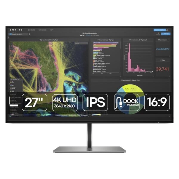 Imagen del monitor HP Z27k G3 reacondicionado, un monitor profesional diseñado para ofrecer alta calidad de imagen y precisión de color en entornos de trabajo exigentes. Producto usado, revisado y renovado para garantizar rendimiento y fiabilidad, disponible en JANSit.es.