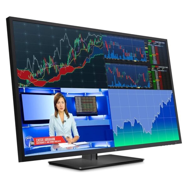 Monitor reacondicionado HP Z43 de 43 pulgadas 4K UHD – Vista lateral izquierda | Usado y renovado | JANSit Vista lateral izquierda del monitor HP Z43 reacondicionado, donde se aprecia el gran tamaño del panel y el diseño del soporte. Ideal para entornos profesionales que requieren amplio espacio de trabajo y alta resolución. Producto usado, revisado y renovado para garantizar excelente calidad de imagen y rendimiento fiable, disponible en JANSit.es.