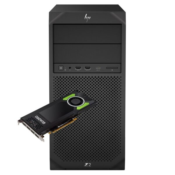Imagen principal de la workstation HP Z2 G4 reacondicionada, equipada con tarjeta gráfica NVIDIA Quadro P4000, diseñada para tareas profesionales como diseño 3D, CAD, edición de vídeo y renderizado avanzado. Equipo usado, revisado y renovado para garantizar rendimiento estable y fiabilidad en entornos exigentes, disponible en JANSit.es.
