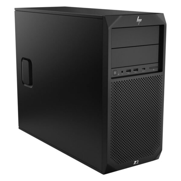 Vista lateral derecha de la workstation HP Z2 G4 reacondicionada, donde se aprecia el diseño del chasis y el sistema de ventilación pensado para mantener un rendimiento estable en cargas de trabajo profesionales. Equipo usado, revisado y renovado para garantizar fiabilidad y eficiencia, disponible en JANSit.es.