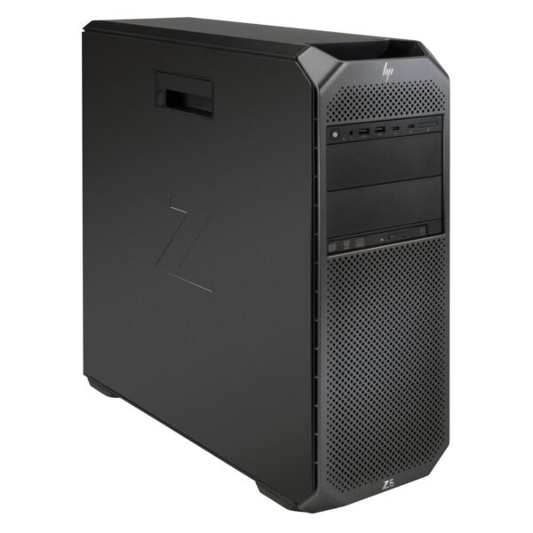 Vista lateral derecha de la workstation HP Z6 G4 reacondicionada, donde se aprecia el diseño robusto del chasis y el sistema de ventilación pensado para mantener un rendimiento estable en cargas de trabajo intensivas. Equipo usado, revisado y renovado para garantizar fiabilidad en entornos profesionales, disponible en JANSit.es.