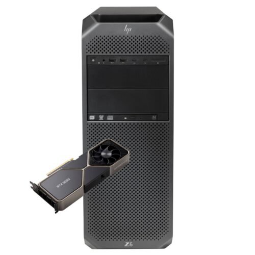 Imagen principal de la workstation HP Z6 G4 reacondicionada, equipada con tarjeta gráfica NVIDIA RTX 3080, diseñada para ofrecer alto rendimiento en tareas profesionales como renderizado, simulación, edición de vídeo y diseño avanzado. Equipo usado, revisado y renovado para garantizar fiabilidad y estabilidad en entornos exigentes, disponible en JANSit.es.