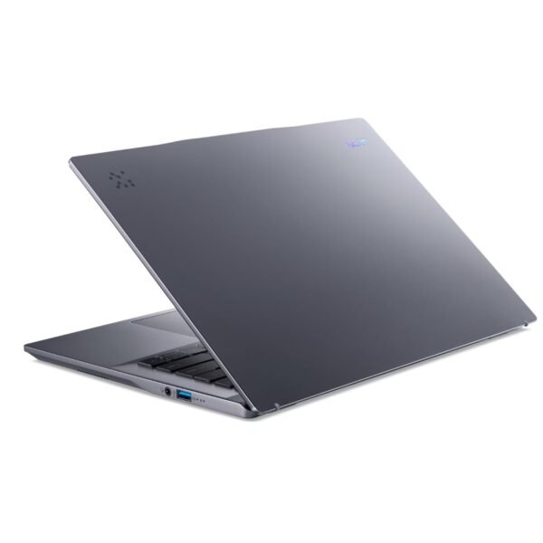 acer swift go 14 snapdragon x plus 32GB 1TB 14 JANSit - imagem traseira esquerda Vista trasera izquierda del portátil Acer Swift Go 14 equipado con procesador Snapdragon X Plus, donde se aprecia el diseño del chasis y las zonas de ventilación pensadas para mantener un rendimiento eficiente. Un portátil ligero y moderno para productividad y movilidad, disponible en JANSit.es.