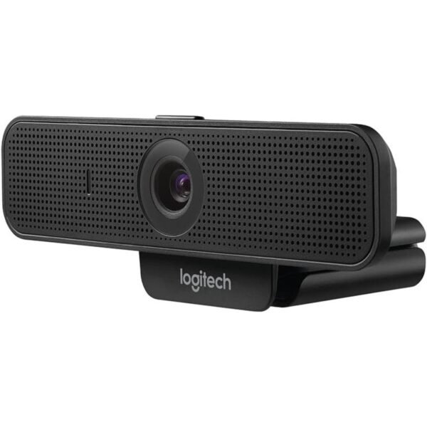Webcam profesional Logitech C925e para videoconferencias – Vista lateral | JANSit Vista lateral de la webcam Logitech C925e, donde se aprecia el diseño compacto y el sistema de soporte para fijación en monitores o superficies planas. Un dispositivo pensado para videoconferencias profesionales con calidad de imagen nítida y funcionamiento fiable, disponible en JANSit.es.