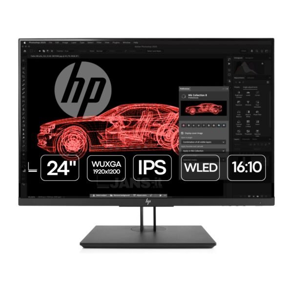 Imagen principal del monitor HP ZDisplay Z24n G3 de 24 pulgadas con resolución WUXGA, diseñado para ofrecer calidad de imagen precisa y comodidad visual en entornos profesionales. Monitor reacondicionado, revisado y listo para garantizar rendimiento y fiabilidad en oficinas y espacios de trabajo, disponible en JANSit.es.