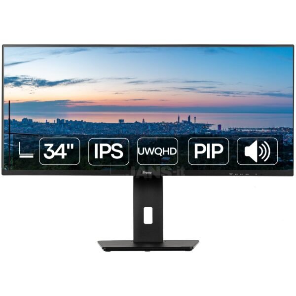 Monitor reacondicionado iiyama ProLite XUB3493WQSU de 34” UWQHD IPS – Imagen principal | JANSit Imagen principal del monitor iiyama ProLite XUB3493WQSU de 34 pulgadas con resolución UWQHD y panel IPS, ideal para productividad, diseño y multitarea gracias a su formato ultrapanorámico. Equipo reacondicionado, revisado y listo para ofrecer excelente calidad de imagen y rendimiento profesional, disponible en JANSit.es.