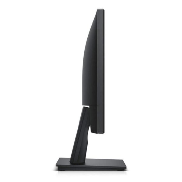 Imagen de perfil del monitor profesional Dell E2016H de 20 pulgadas, donde se aprecia el grosor del panel y el diseño del soporte pensado para estabilidad y uso continuo en entornos de oficina. Un monitor práctico y fiable para tareas de productividad diaria, disponible en JANSit.es.