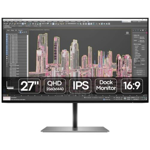 Imagen principal de monitor de 27 pulgadas con resolución QHD y función de docking integrada, ideal para entornos profesionales y estaciones de trabajo modernas. Producto usado y reacondicionado, revisado para garantizar rendimiento fiable, conectividad avanzada y comodidad en el uso diario, disponible en JANSit.es.