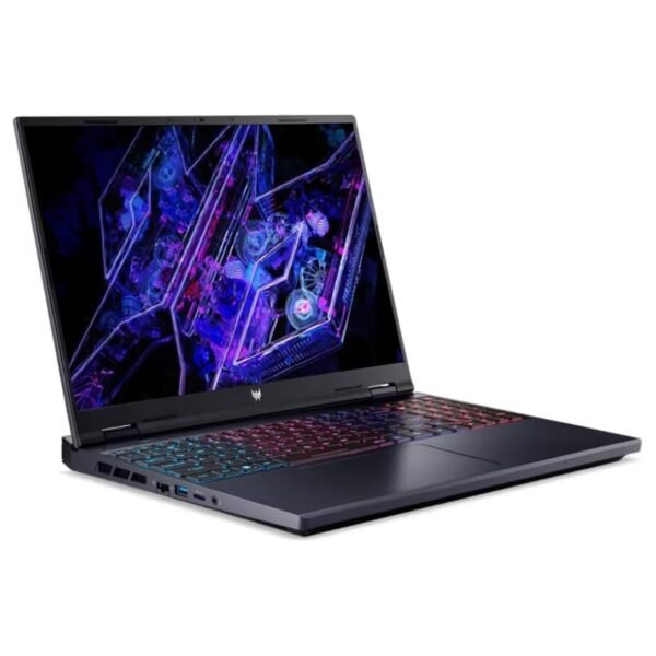 portatil acer predator helios neo JANSit imagem lateral esquerda Vista lateral izquierda del portátil Acer Predator Helios Neo, donde se aprecian el diseño del chasis y los puertos de conexión ubicados en este lado del equipo. Un portátil de alto rendimiento diseñado para gaming y creación de contenido, con estética agresiva y construcción robusta, disponible en JANSit.es.