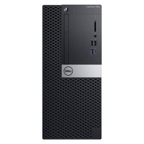 Ordenador de sobremesa reacondicionado Dell Optiplex 7060 formato torre, con procesador Intel Core i5 de 8ª generación y puertos USB frontales de fácil acceso para JANSit.es.