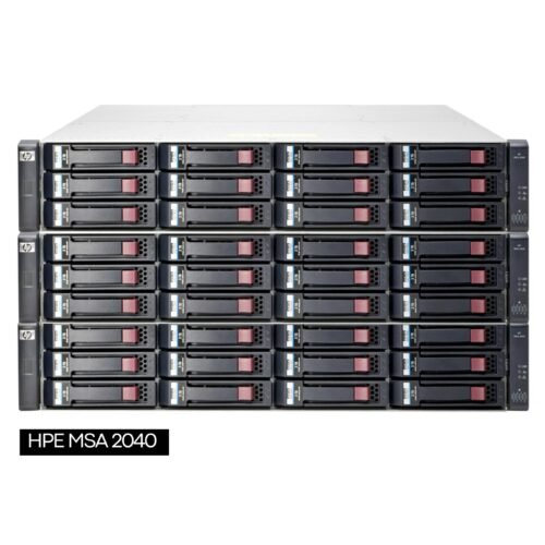 Sistema de almacenamiento profesional reacondicionado HPE MSA 2040 SAS con configuración de 36 discos duros de 3TB, chasis de alta densidad para rack, estado Grado A para JANSit.es.