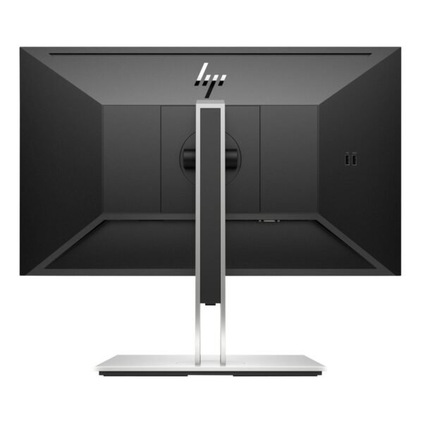 Vista trasera del monitor reacondicionado HP EliteDisplay E23 G4, mostrando los puertos de entrada de vídeo HDMI, DisplayPort, VGA y el concentrador de puertos USB para JANSit.es.