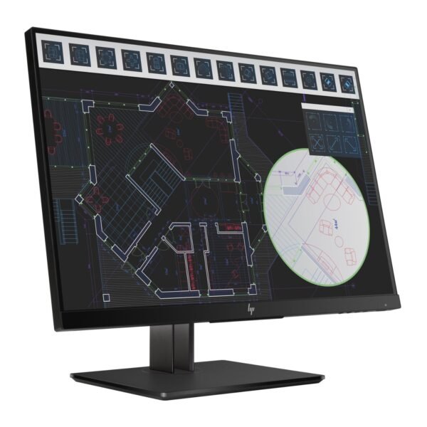 Vista lateral izquierda del monitor reacondicionado HP ZDisplay Z24i G2, detallando su peana ergonómica ajustable y el perfil delgado del panel IPS para JANSit.es.