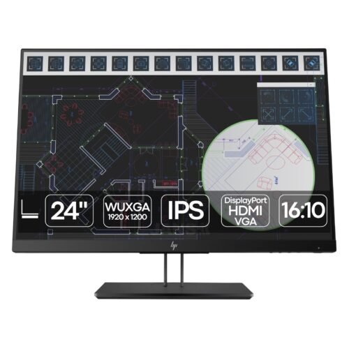Vista Frontal Monitor HP ZDisplay Z24i G2 | Ergonomía y Fidelidad de Color IPS Monitor profesional reacondicionado HP ZDisplay Z24i G2 de 24 pulgadas, con panel IPS de marco fino y peana ajustable en altura e inclinación, disponible en JANSit.es.