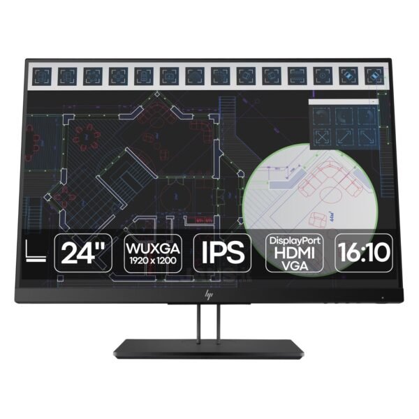 Monitor profesional reacondicionado HP ZDisplay Z24i G2 de 24 pulgadas, con panel IPS de marco fino y peana ajustable en altura e inclinación, disponible en JANSit.es.