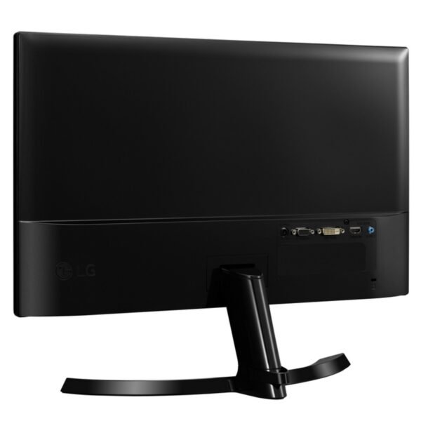 Vista trasera del monitor reacondicionado LG 32MP58HQ-P de 32 pulgadas, mostrando los puertos HDMI, VGA, la salida de auriculares y los puntos de montaje VESA para JANSit.es.