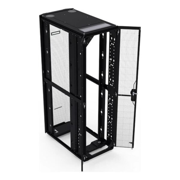 Vista lateral izquierda del armario rack HP P9K07A G2 Advanced de 42U, mostrando el panel lateral metálico completo y la estructura reforzada reacondicionada para JANSit.es.