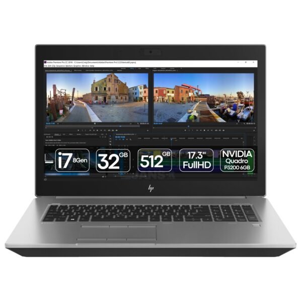Vista Principal HP ZBook 17 G5 | La Estación de Trabajo Móvil más Potente Workstation portátil profesional HP ZBook 17 G5 abierta, con pantalla antirreflejos de 17.3 pulgadas, chasis de aluminio reforzado y teclado numérico completo para JANSit.es.