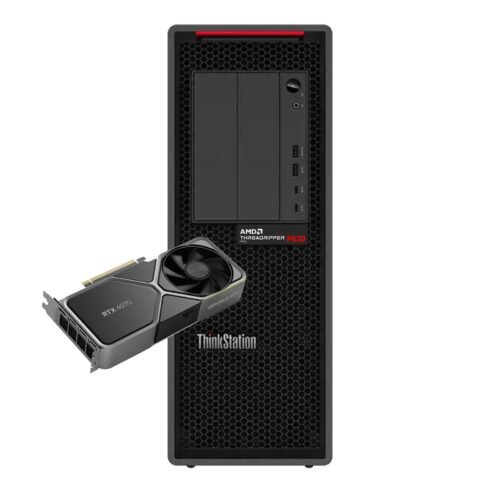Vista Principal Lenovo ThinkStation P620 | Potencia Threadripper PRO y Gráfica RTX 4070 Ti Estación de trabajo profesional reacondicionada Lenovo ThinkStation P620 en color negro, equipada con procesador AMD Threadripper PRO y tarjeta gráfica NVIDIA GeForce RTX 4070 Ti para JANSit.es.