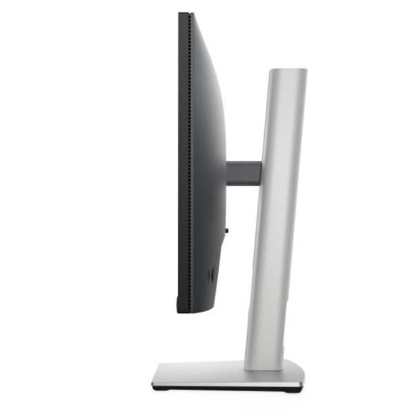Vista de perfil derecho del monitor reacondicionado Dell P2222H Grade A+, mostrando su diseño delgado, la peana ajustable en altura y los puertos USB laterales para JANSit.es.