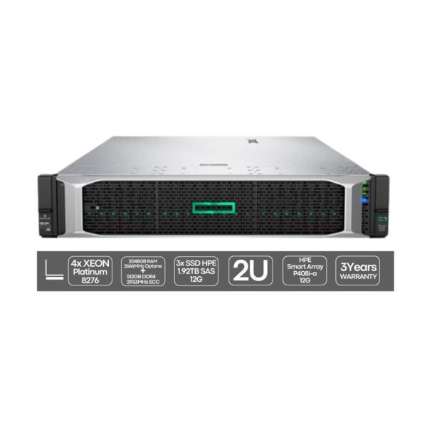 HP ProLiant DL560 G10 | 4P Platinum 8276 | 2048GB (Optane) + 512GB | 3x SSD 1.92TB | 2x 1600W