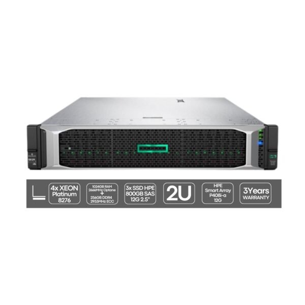 Servidor Recondicionado HP ProLiant DL560 G10 4x 8276 3x SSD HPE 800GB Usado Renovado Imagem Principal JANSit HP ProLiant DL560 G10 | 4P Platinum 8276 | 1024GB (Optane) + 256GB | 3x SSD 800GB | 2x 1600W