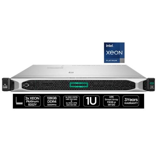 HPE DL360 Gen10 Plus SFF | 2P Platinum 8352Y | 128GB | 3xSSD 1.92TB SAS + 5xHDD 1.2TB | P408i | 2x 800W